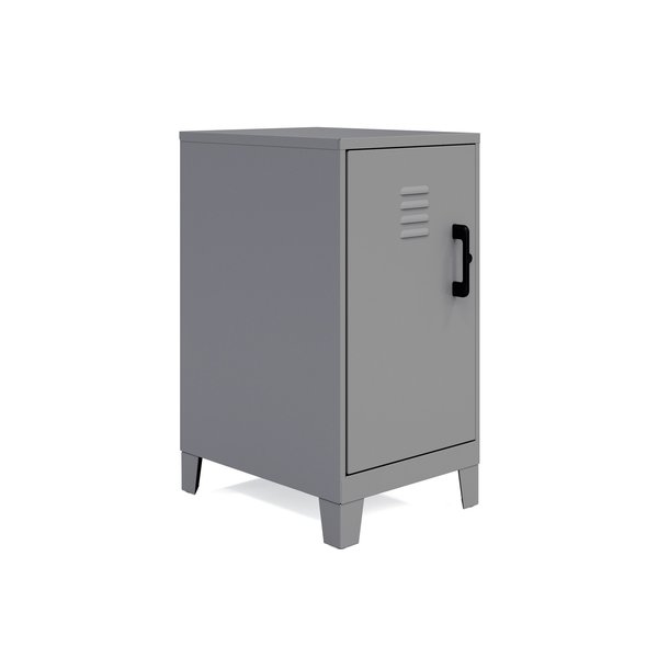 Space Solutions 27.5 in.H 2 Shelf Mini Storage Locker Cabinet, Fully Assembled, 3 in. Legs, Arctic Silver 25221